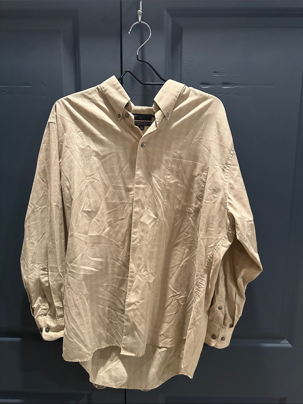 Dockers Men's Long-Sleeve Button-Down Shirt in Beige
